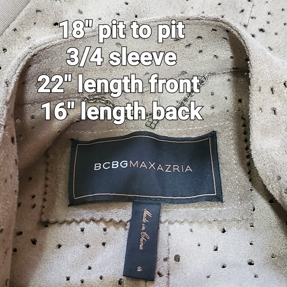 Bcbgmaxazria Bohemian Jacket Mocha Draped Full Zip Perforated Biker Fairy Size S - Picture 5 of 7